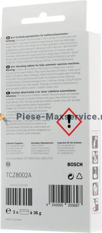 Tablete de decalcifiere espressor si aparat de cafea Siemens